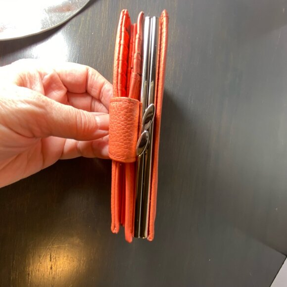 Coral Genuine Leather Wallet Organizer w/ Coin Clasp - Picture 3 of 9